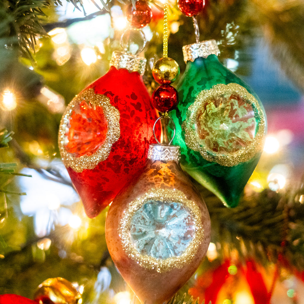 Glass Triple Ball Reflector Ornament