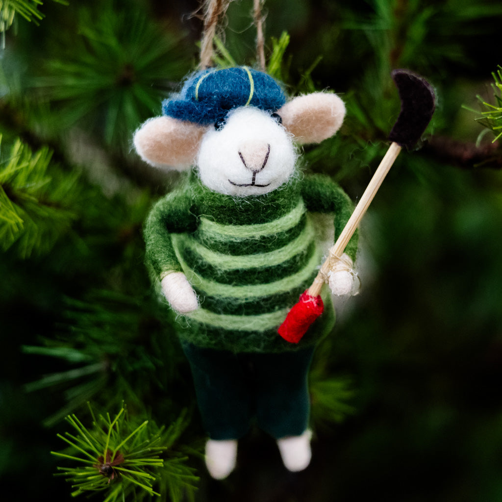 Wool Stripe Sweater Golfer Ornament