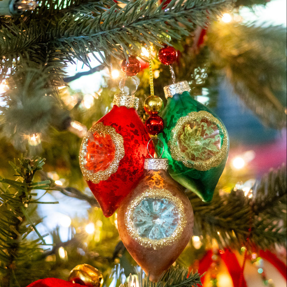 Glass Triple Ball Reflector Ornament