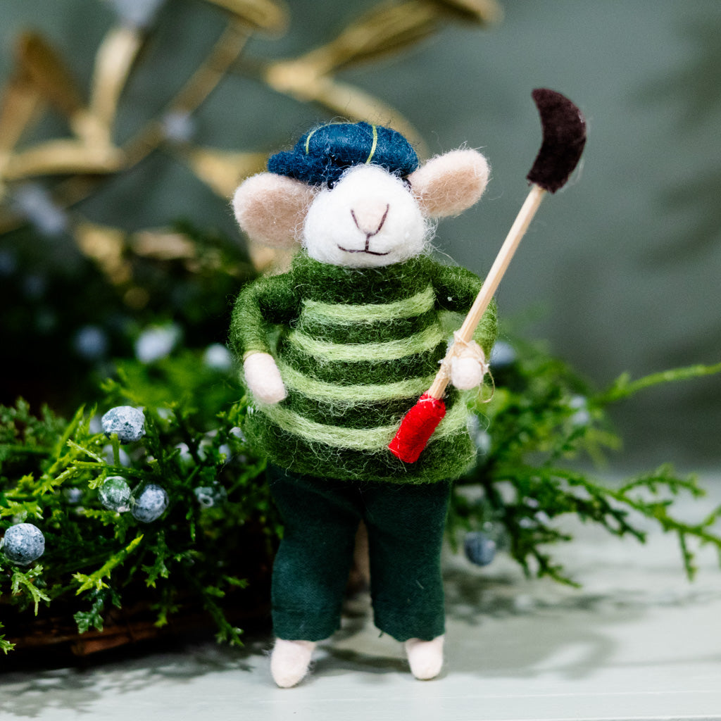 Wool Stripe Sweater Golfer Ornament