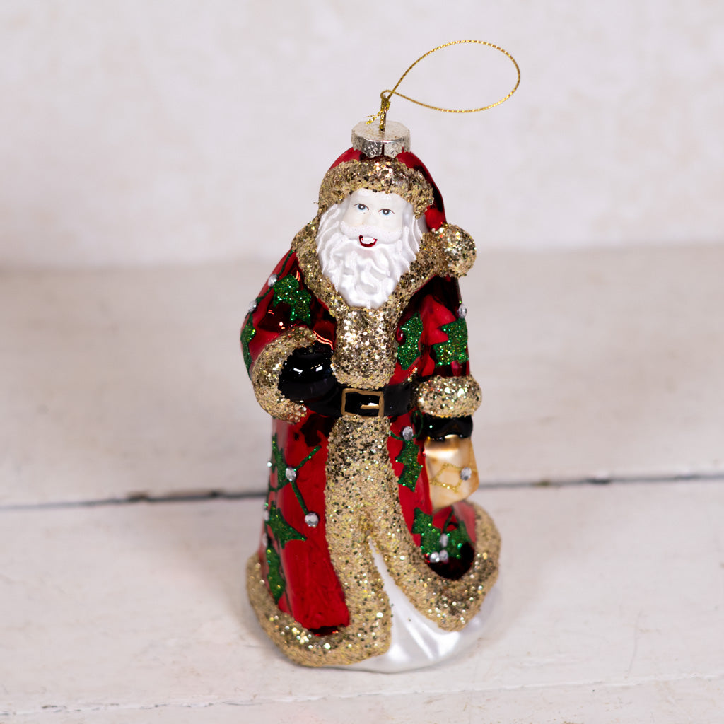 Santa Claus Glass Glitter Ornament