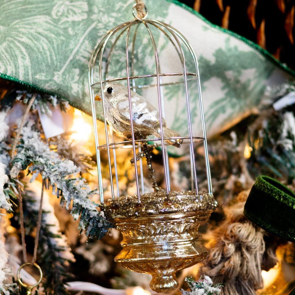 Mercury Glass Birdcage Ornament