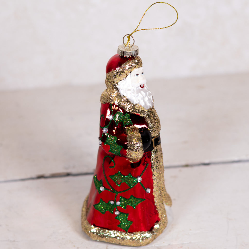 Santa Claus Glass Glitter Ornament