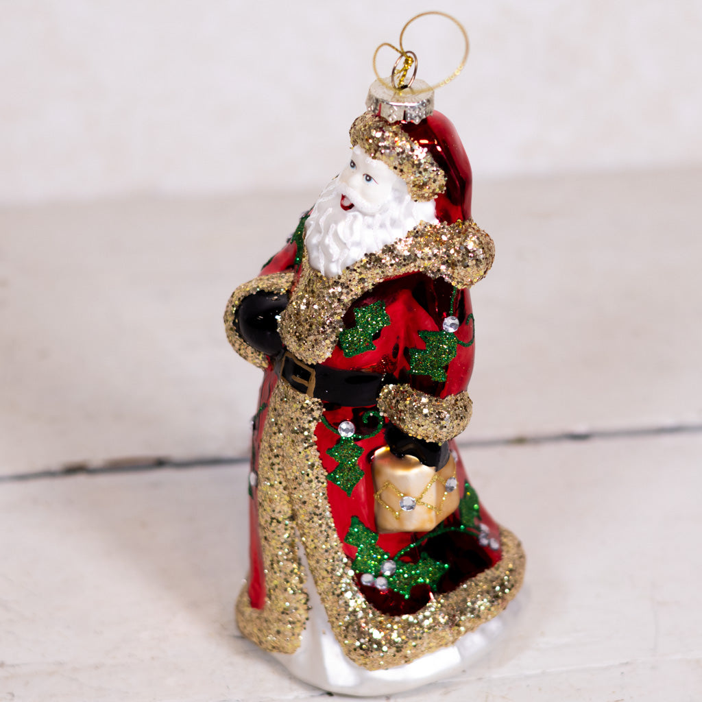 Santa Claus Glass Glitter Ornament