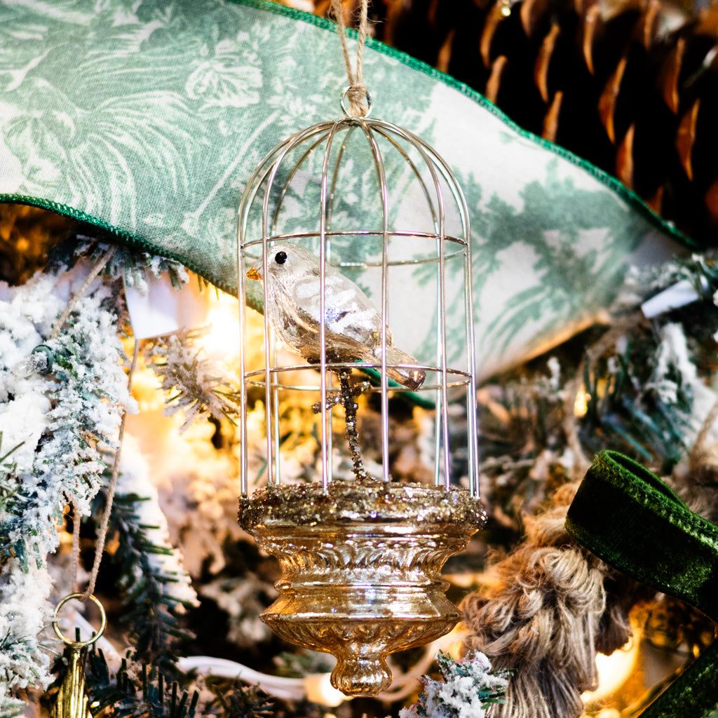 Mercury Glass Birdcage Ornament