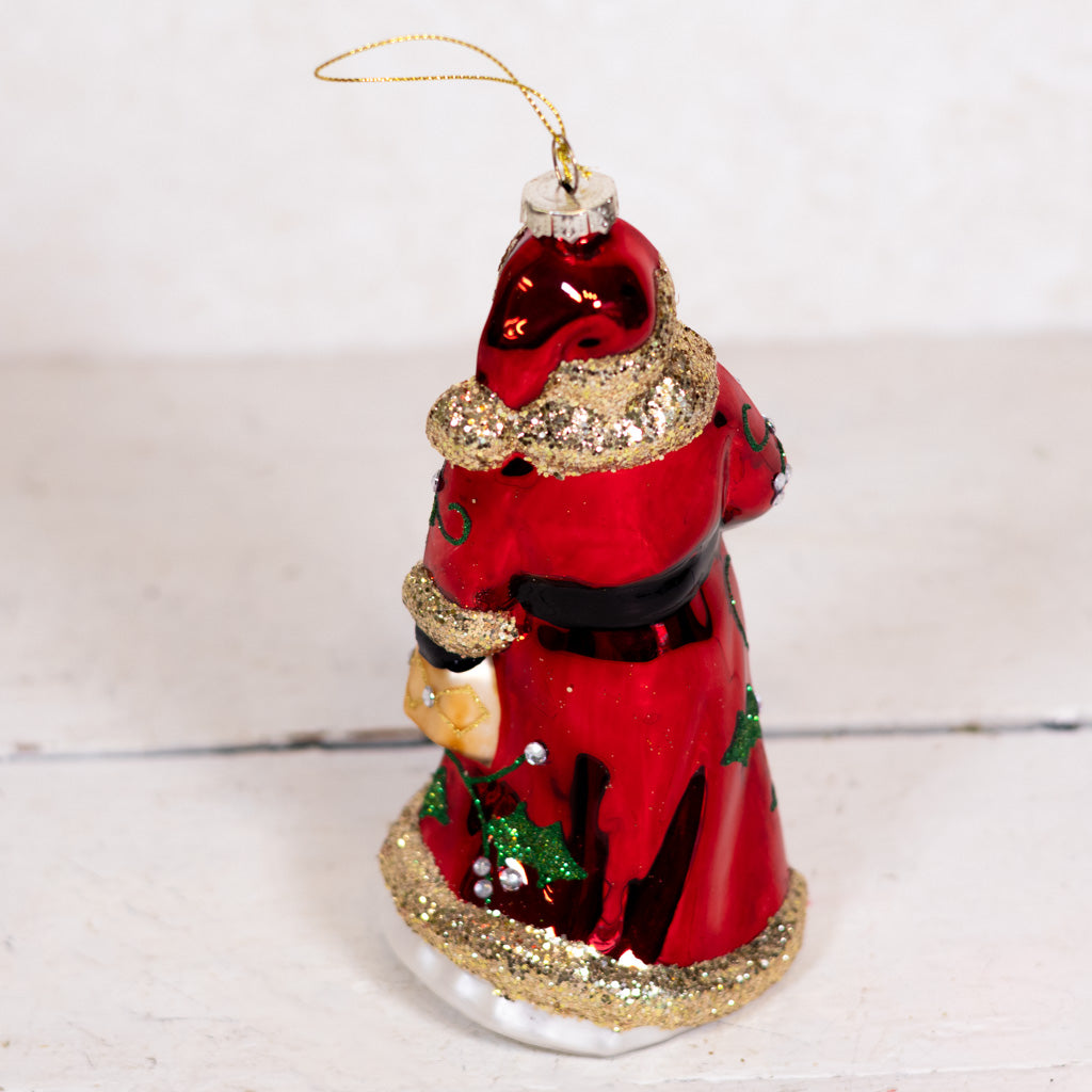 Santa Claus Glass Glitter Ornament