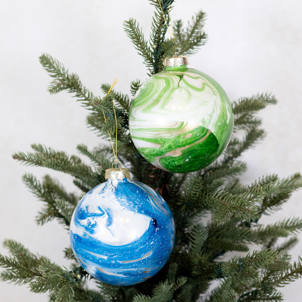 Painted Blue Ball Ornament