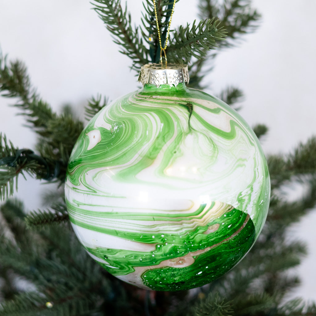 Painted Green Ball Ornament