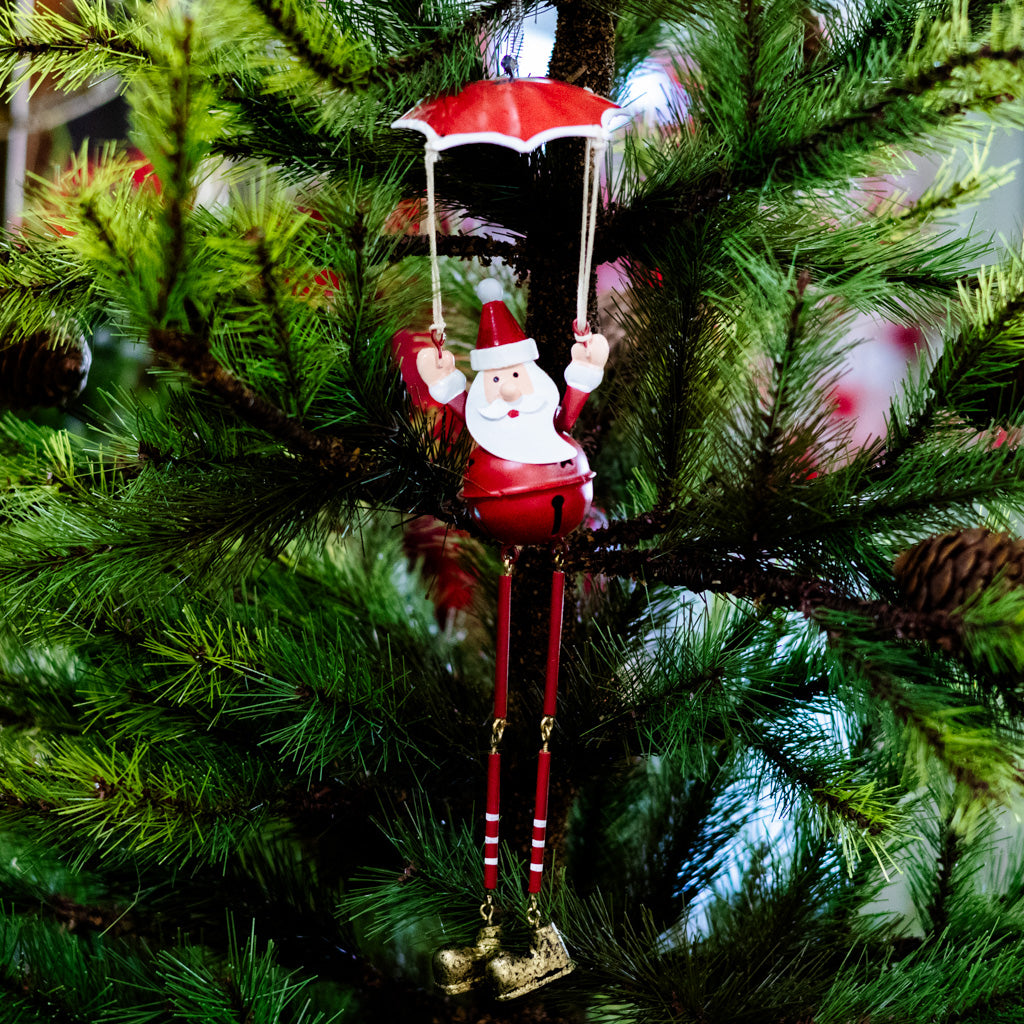 Metal Parachuting Santa with Dangling Legs