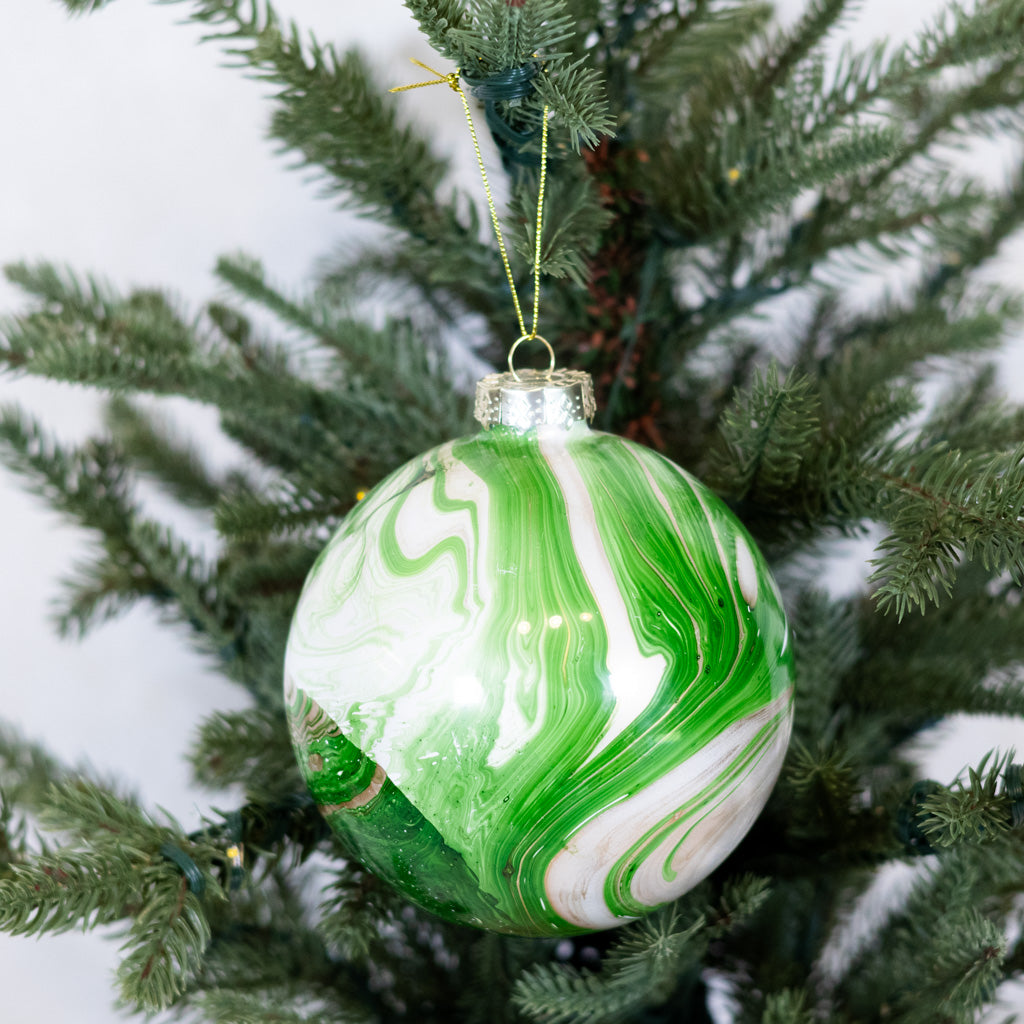 Painted Green Ball Ornament