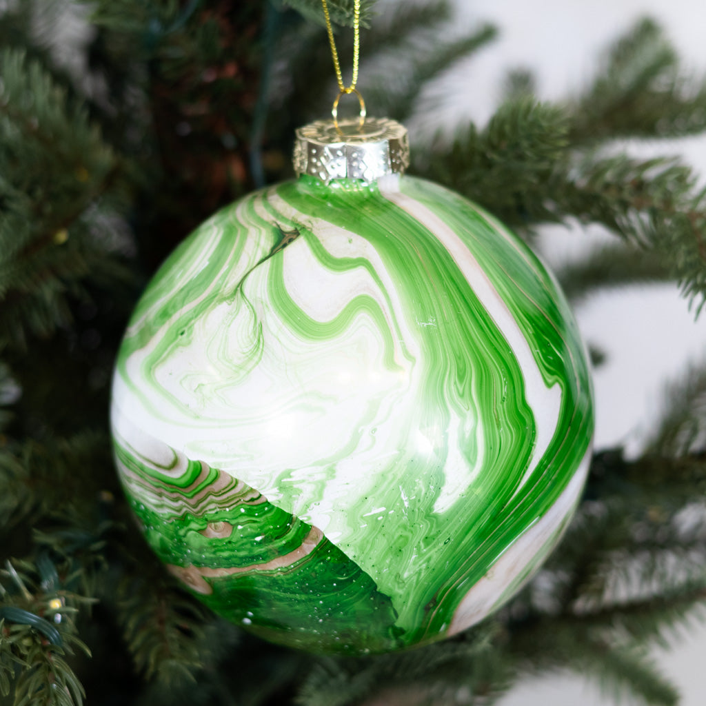 Painted Green Ball Ornament