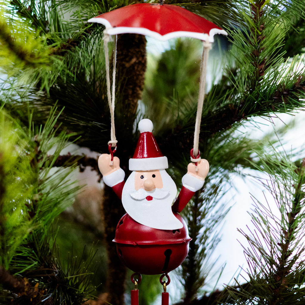 Metal Parachuting Santa with Dangling Legs