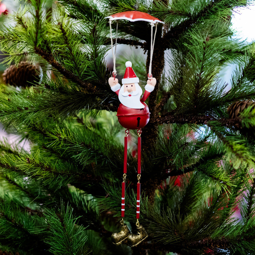 Metal Parachuting Santa with Dangling Legs
