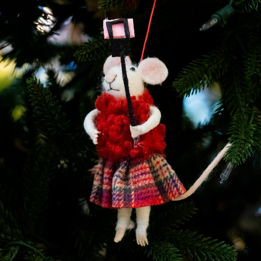 Felt Mouse with Selfie Stick Ornament