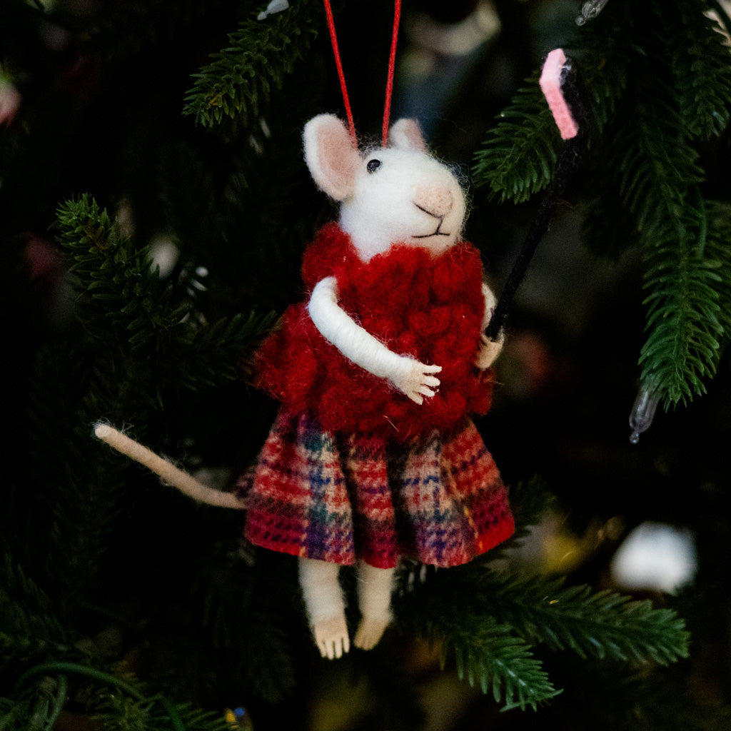 Felt Mouse with Selfie Stick Ornament