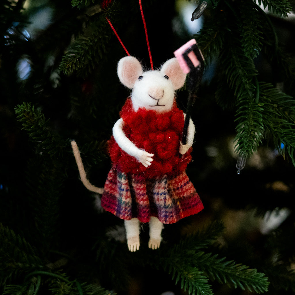 Felt Mouse with Selfie Stick Ornament