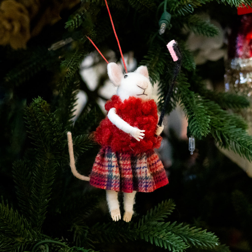 Felt Mouse with Selfie Stick Ornament