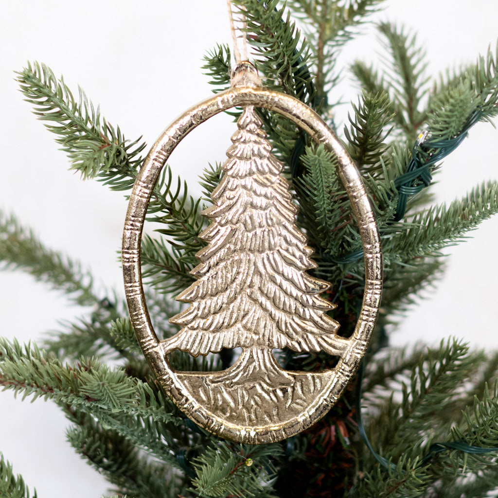 Oval Gold Tree Ornament Aluminum
