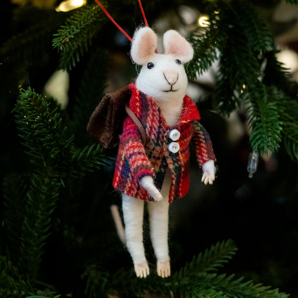 Felt Mouse with Backpack Ornament