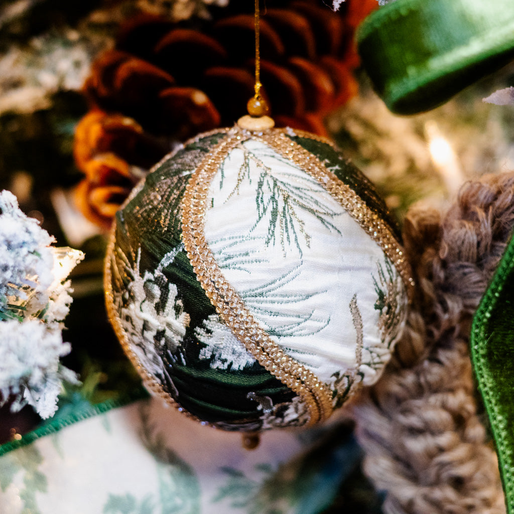 Pine Jaquard Ball Ornament with Waves