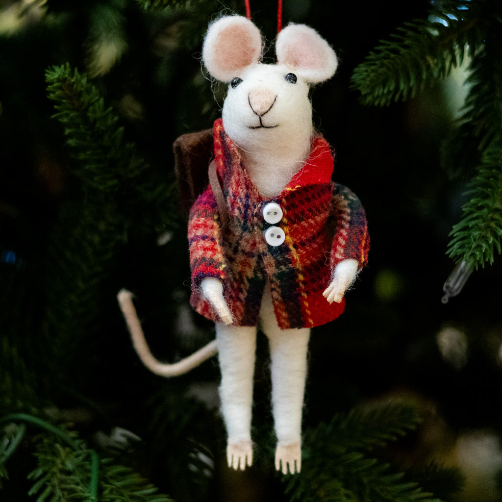 Felt Mouse with Backpack Ornament