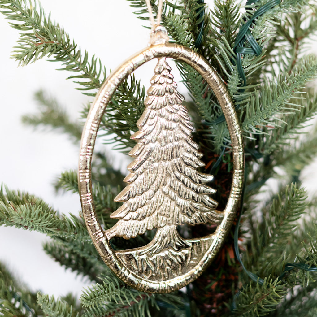 Oval Gold Tree Ornament Aluminum
