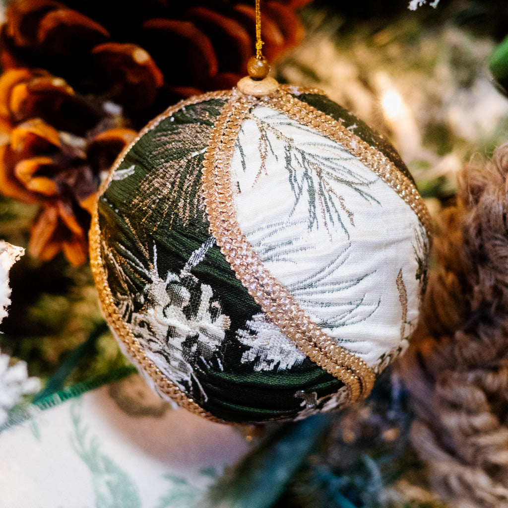 Pine Jaquard Ball Ornament with Waves