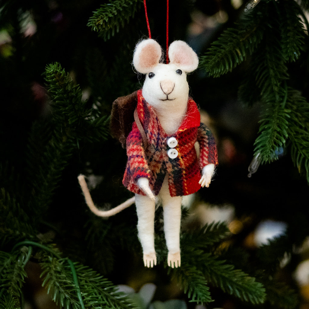 Felt Mouse with Backpack Ornament