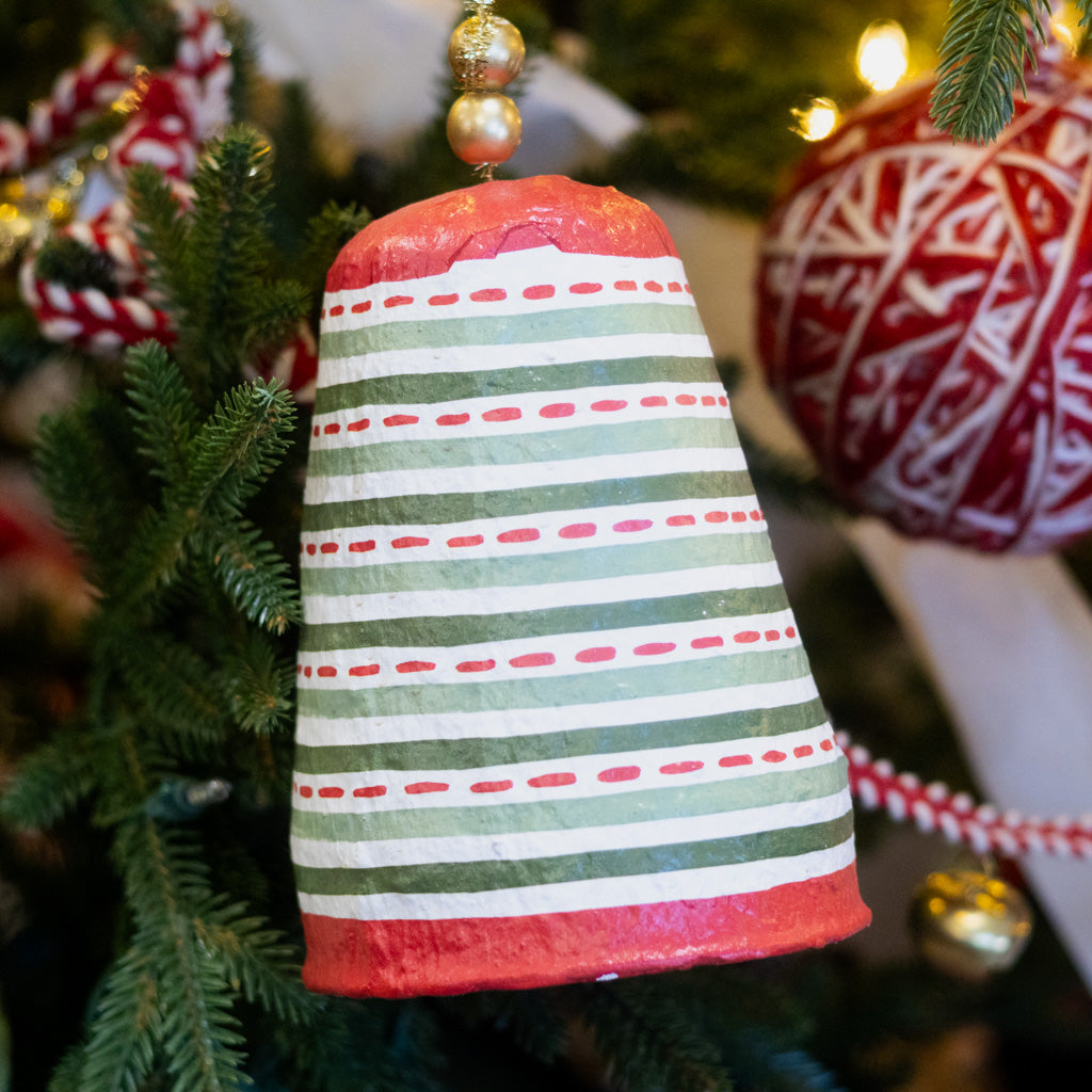 Pattern Lines Paper Mache Bell
