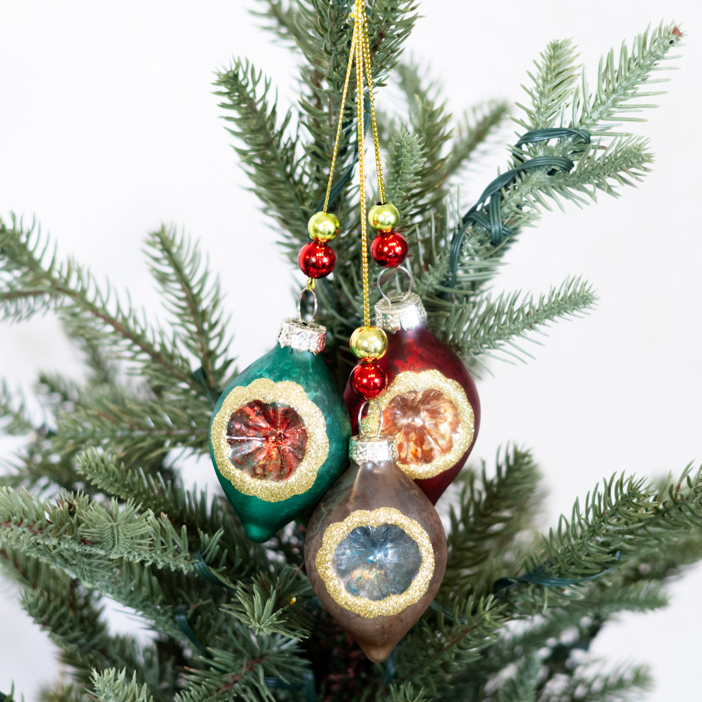 Glass Triple Ball Reflector Ornament