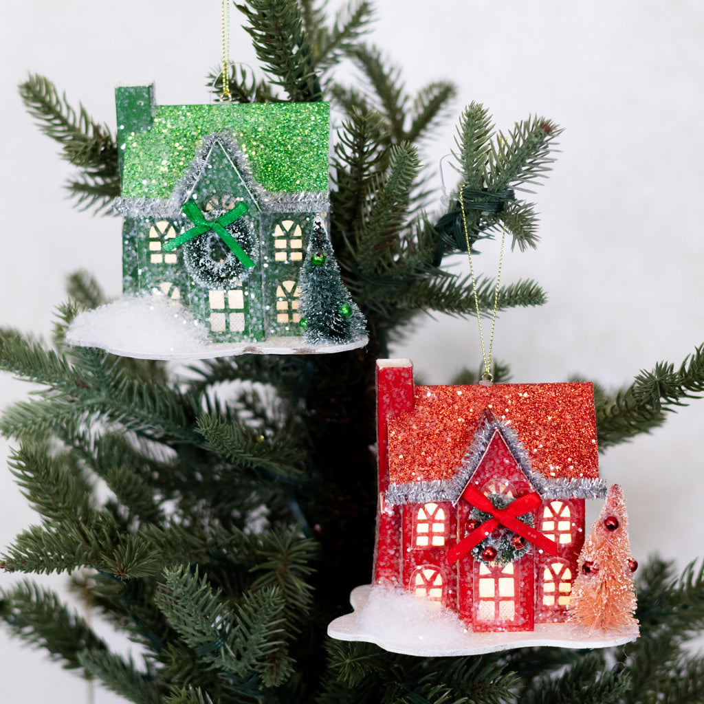 LED Battery Timer Holiday Lane Red House Ornament