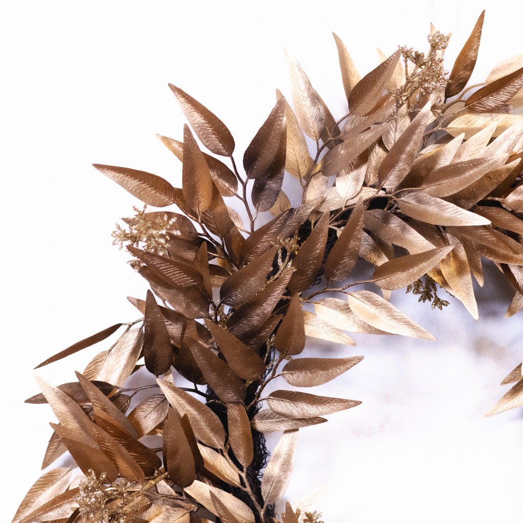 Metallic Gold Leaf Wreath
