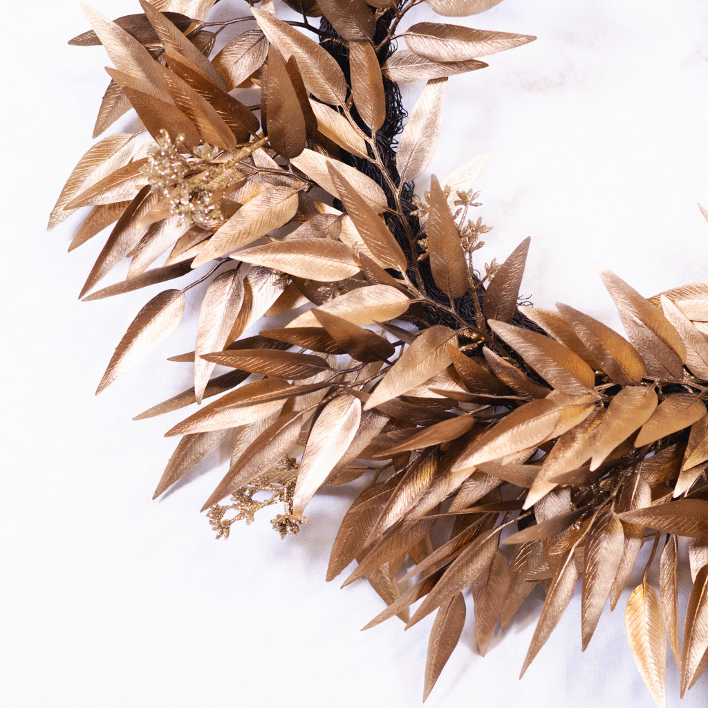 Metallic Gold Leaf Wreath