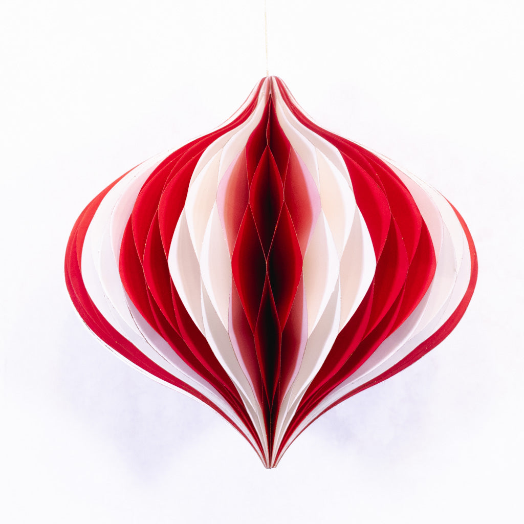 Paper Folding White Red Honeycomb Large