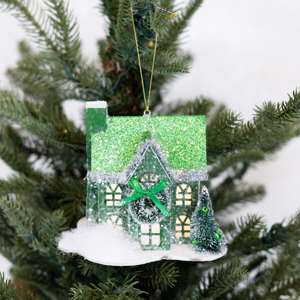 LED Battery Timer Holiday Lane Green House Ornament