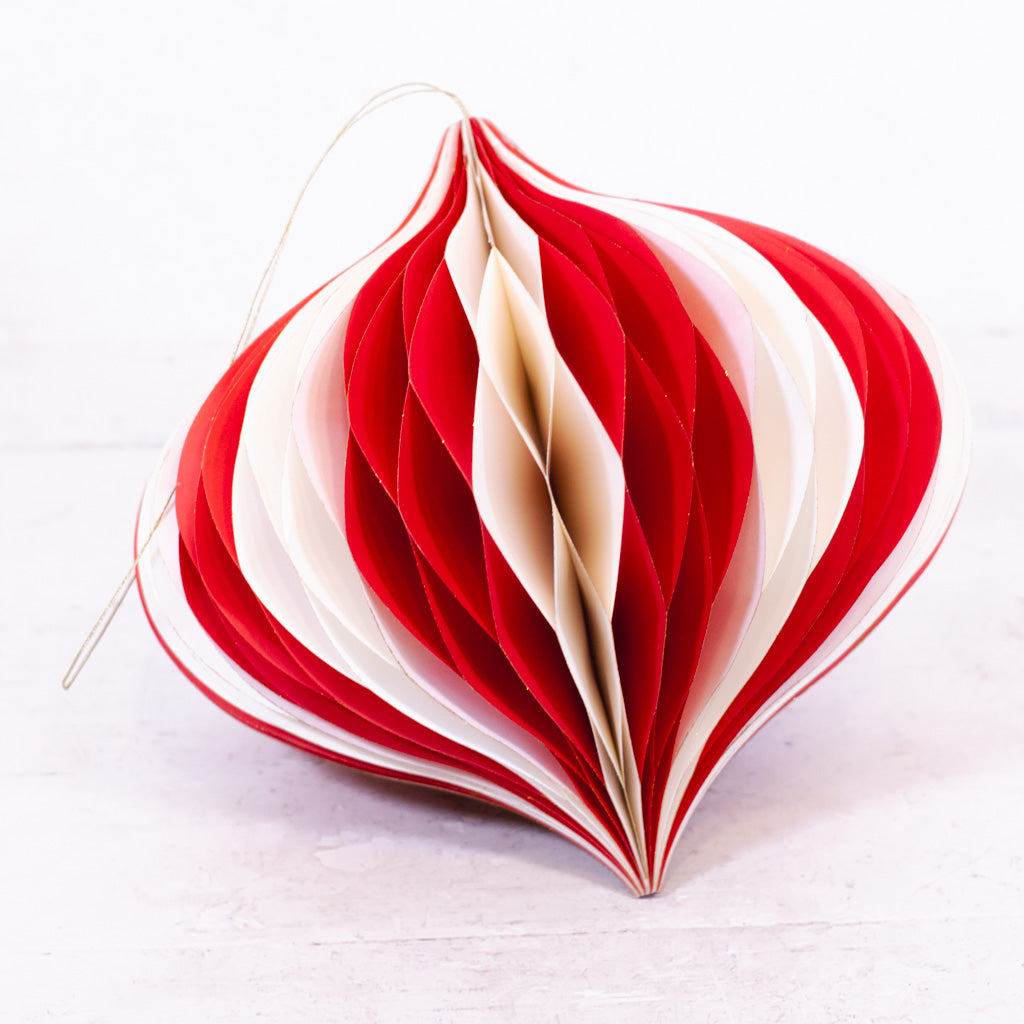 Paper Folding White Red Honeycomb Large