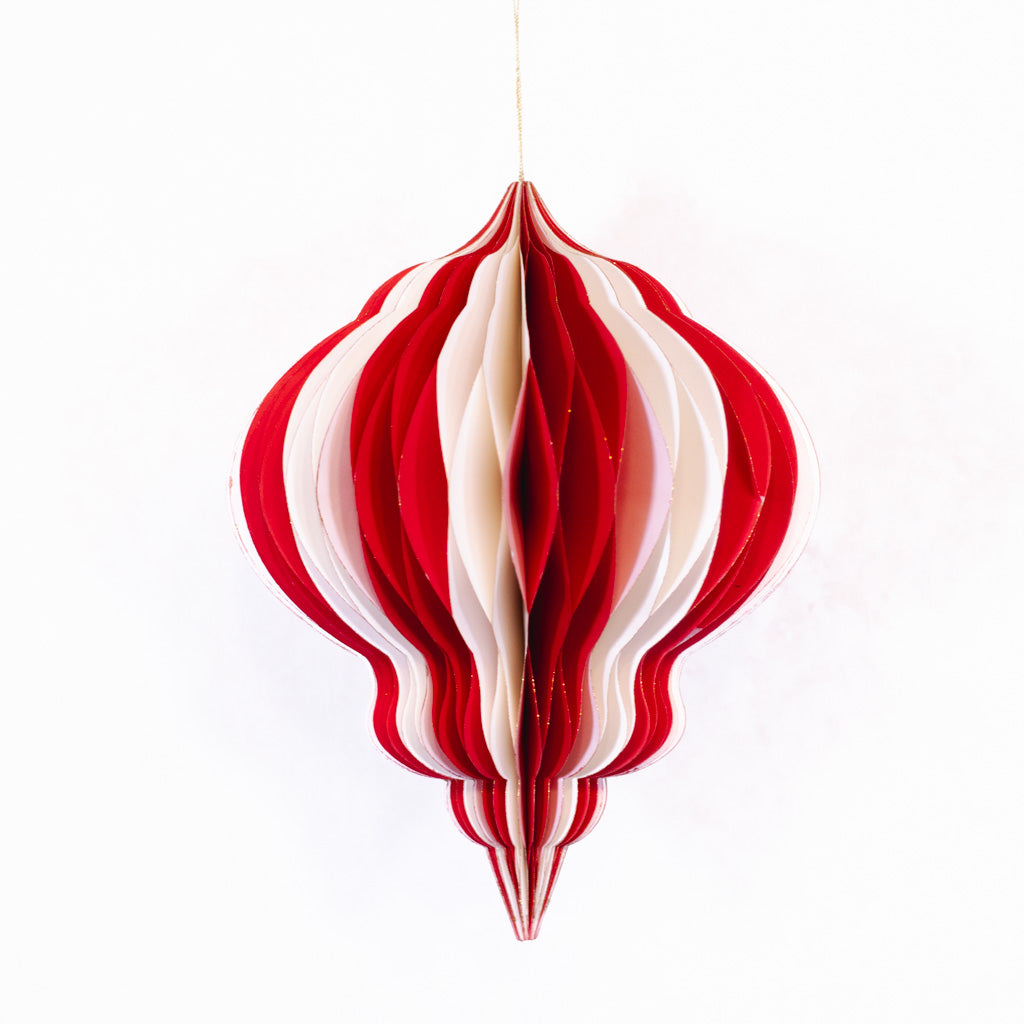 Paper Folding White Red Honeycomb Small