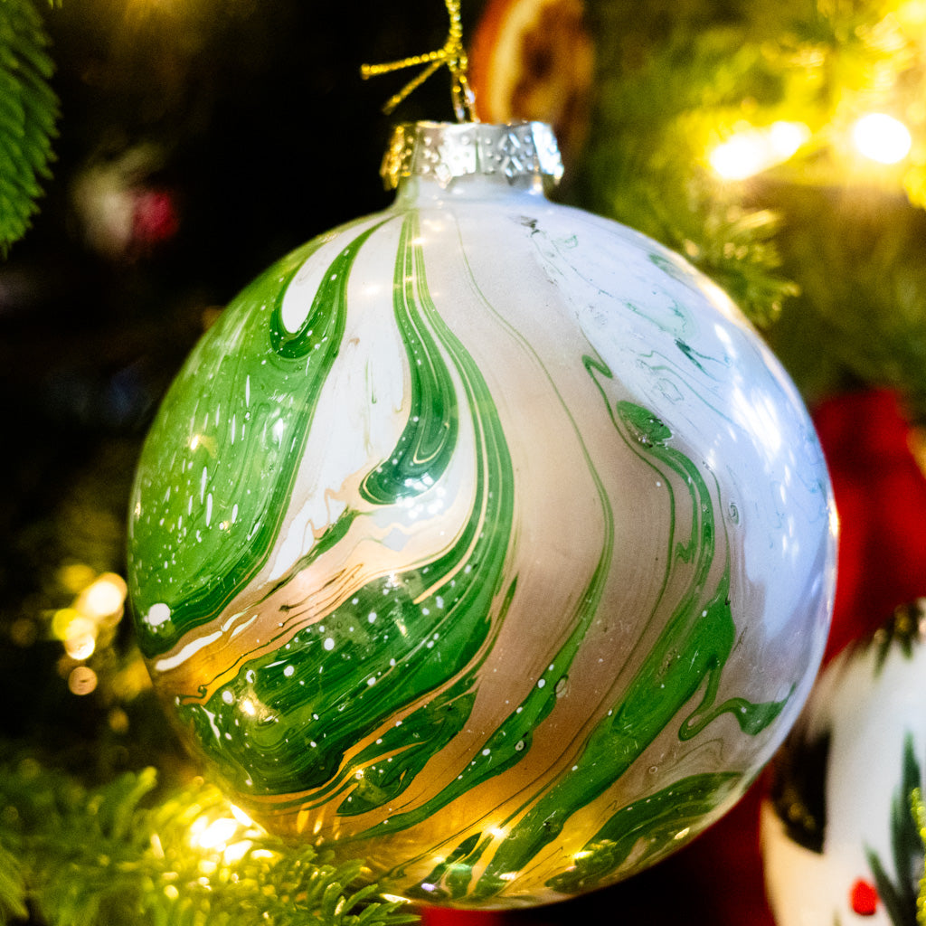 Painted Green Ball Ornament