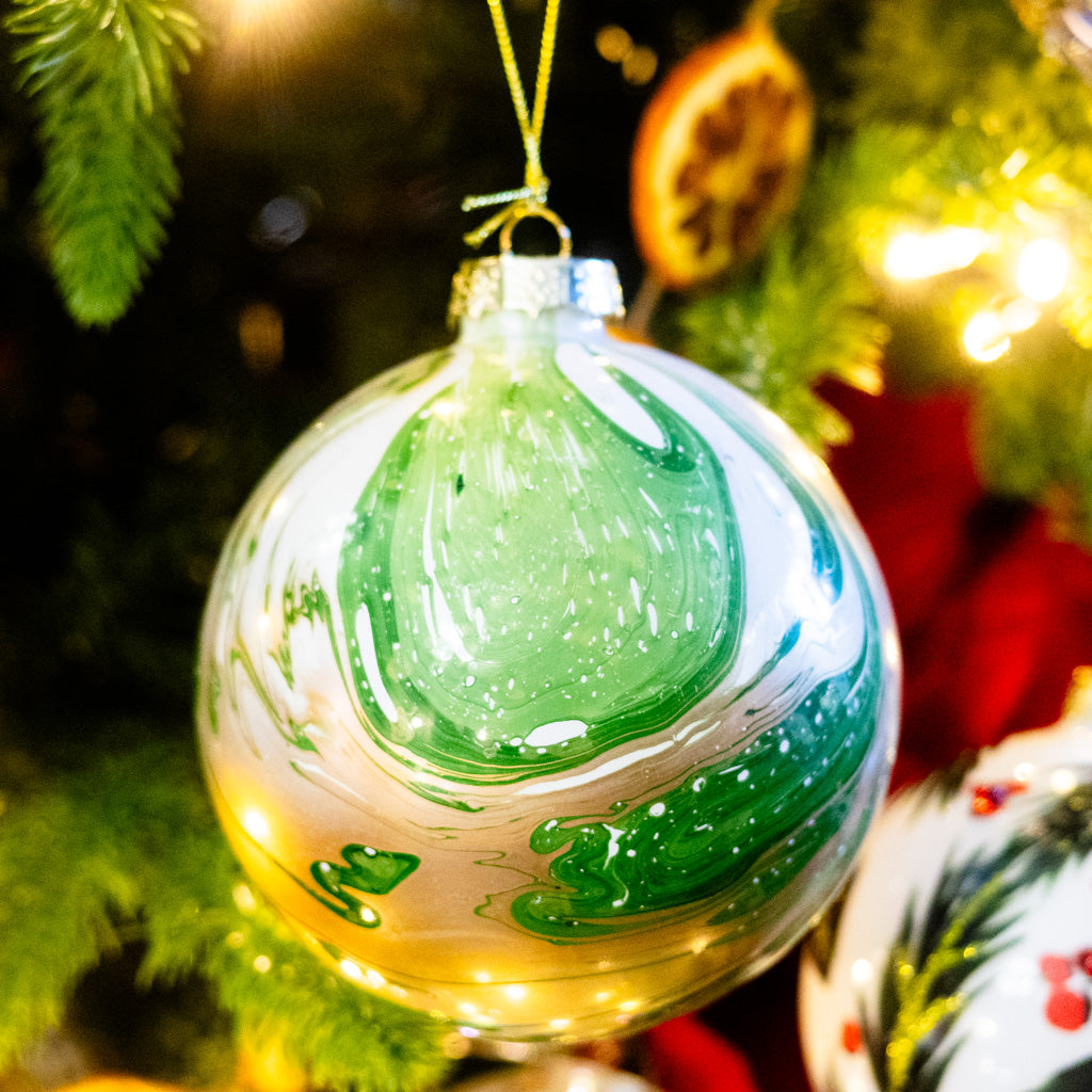 Painted Green Ball Ornament