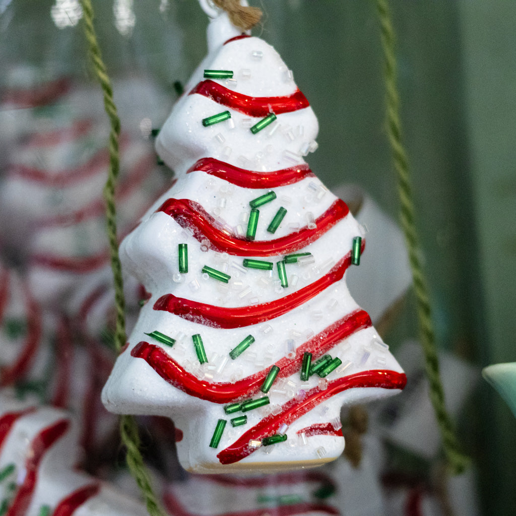 Christmas Tree Cake Glass Ornament