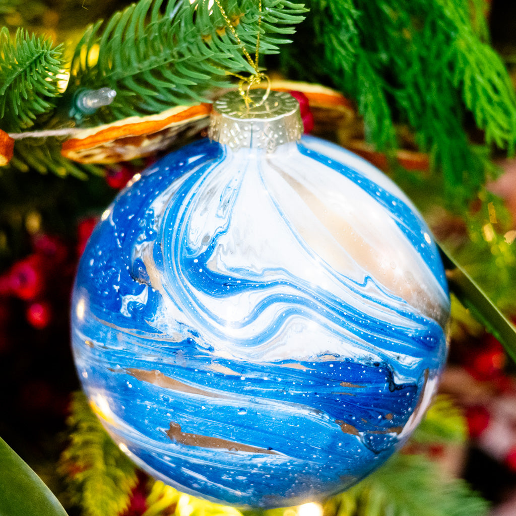 Painted Blue Ball Ornament