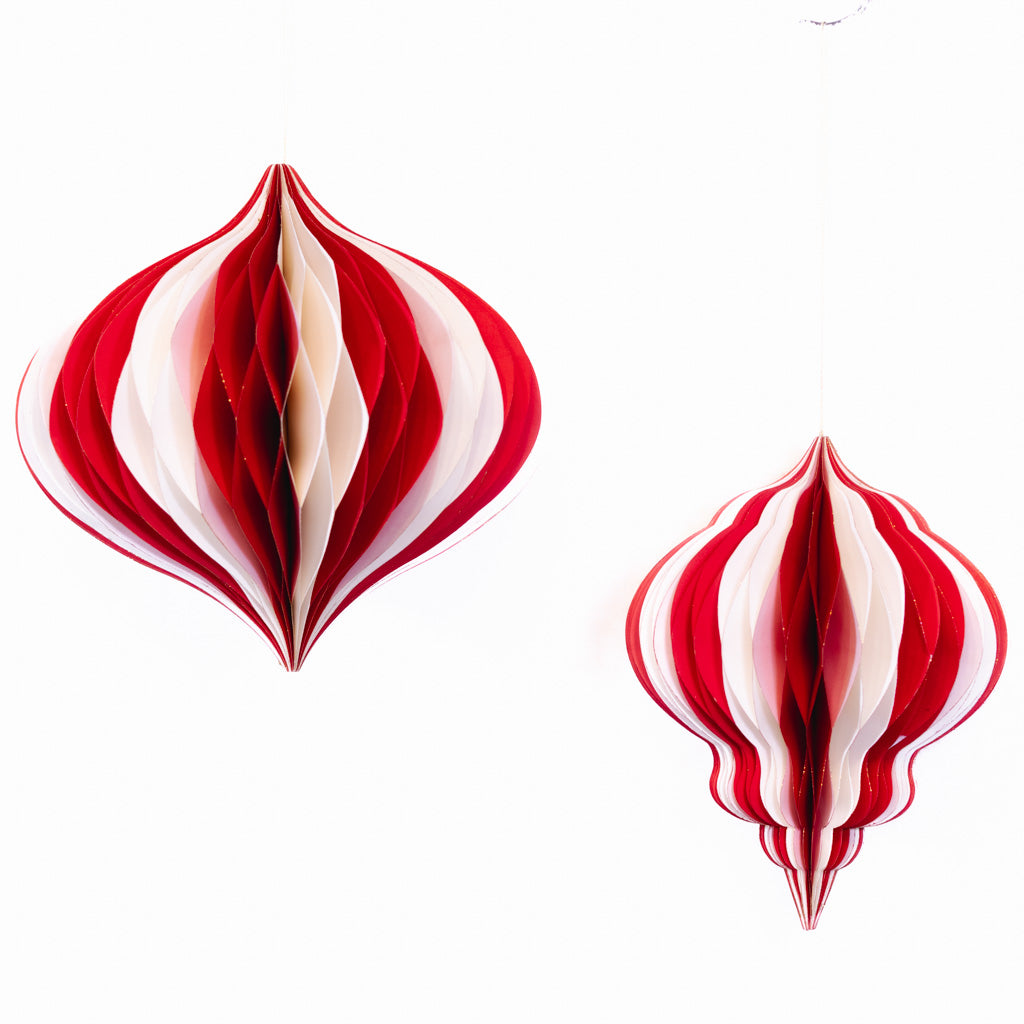 Paper Folding White Red Honeycomb Large