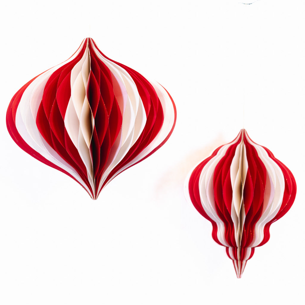 Paper Folding White Red Honeycomb Small