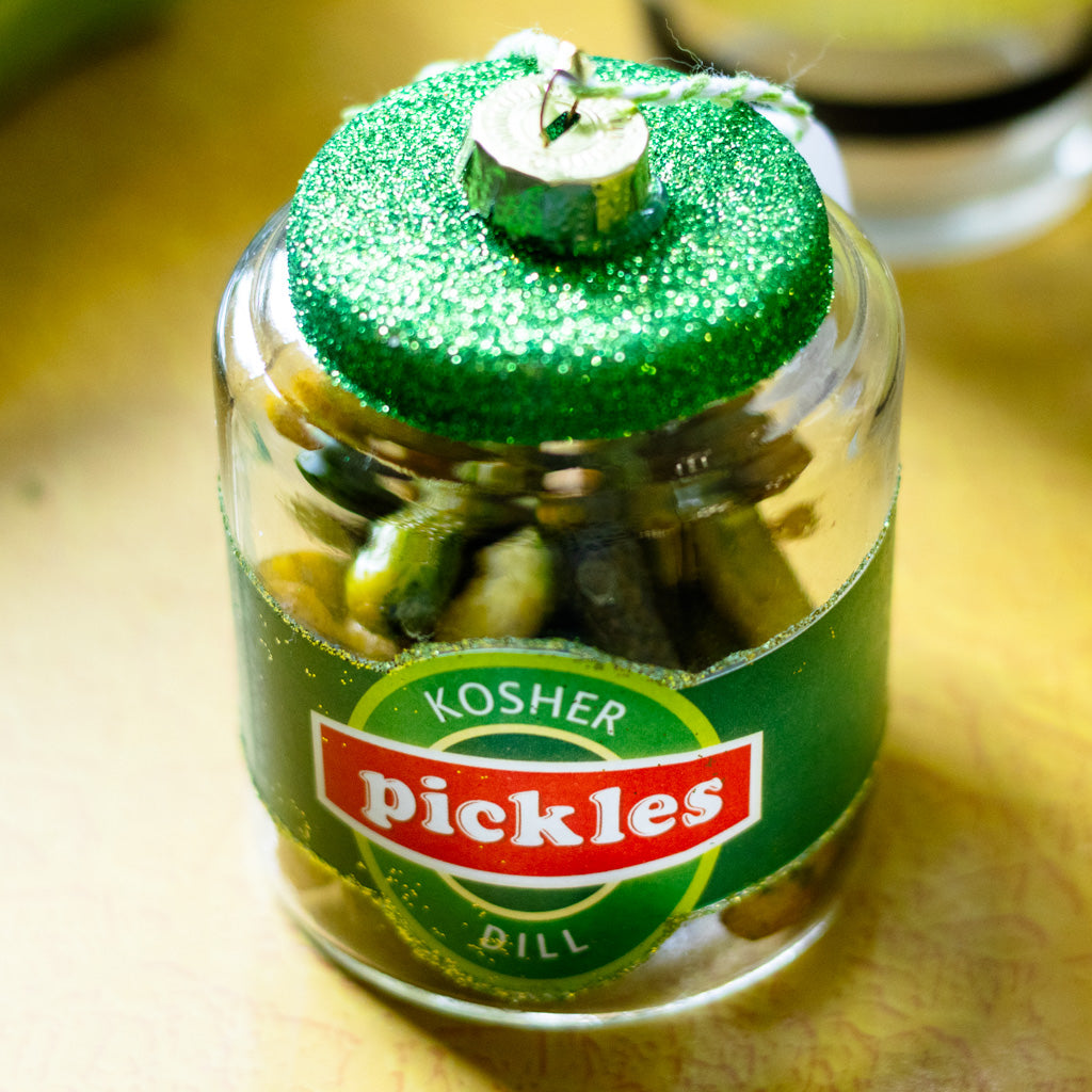 Kosher Dill Pickles Jar Glass Ornament
