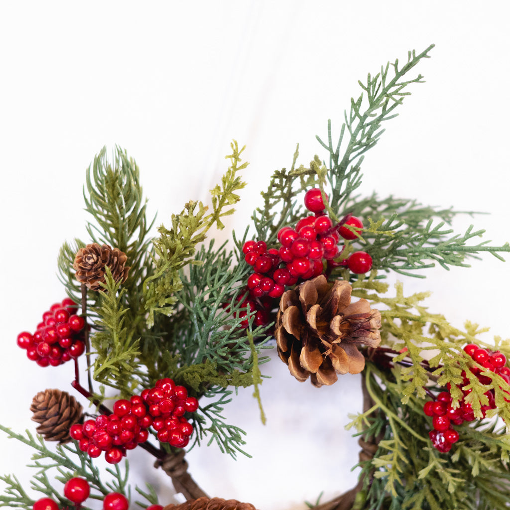Candle Ring Mixed Cedar, Pine, Berry and Cone