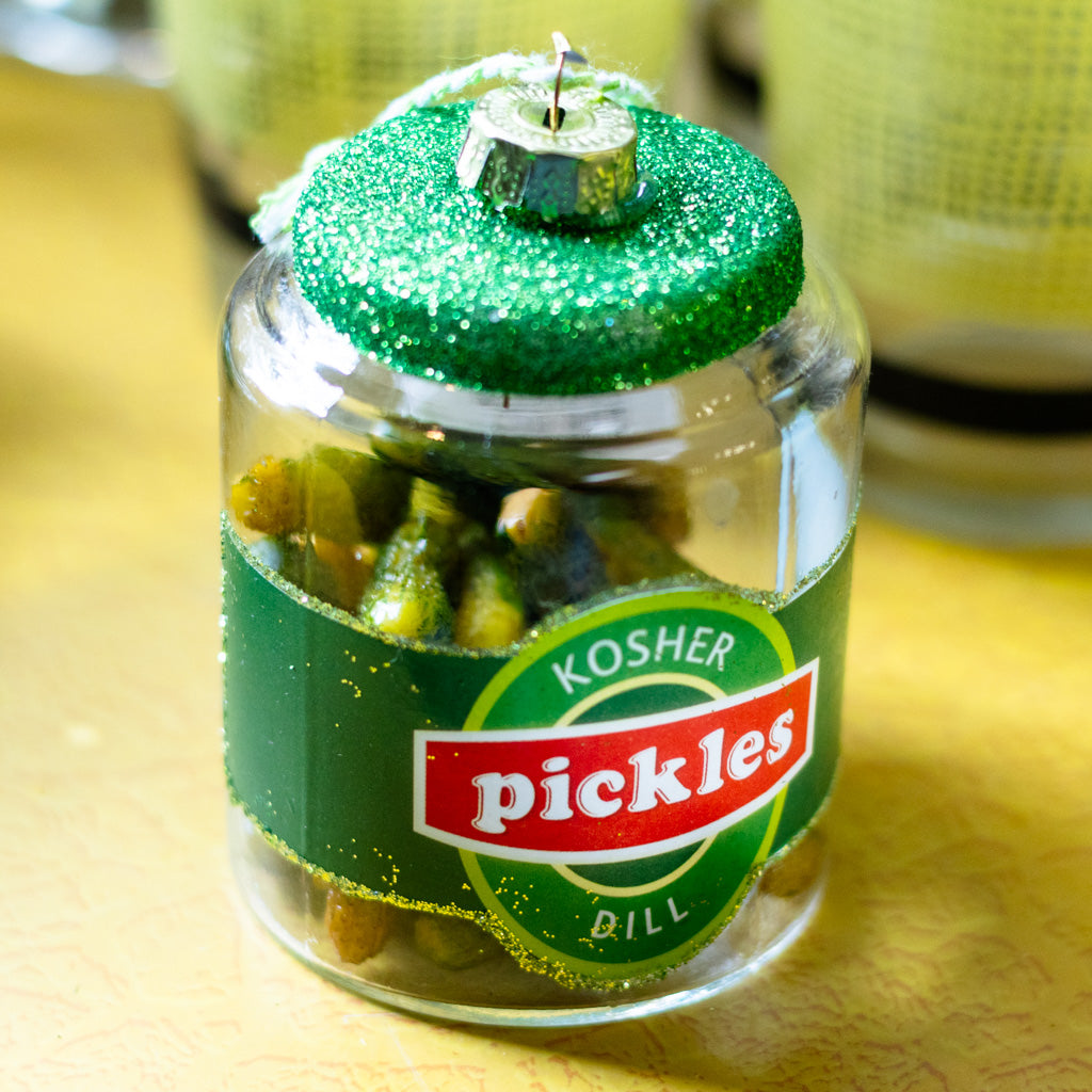 Kosher Dill Pickles Jar Glass Ornament