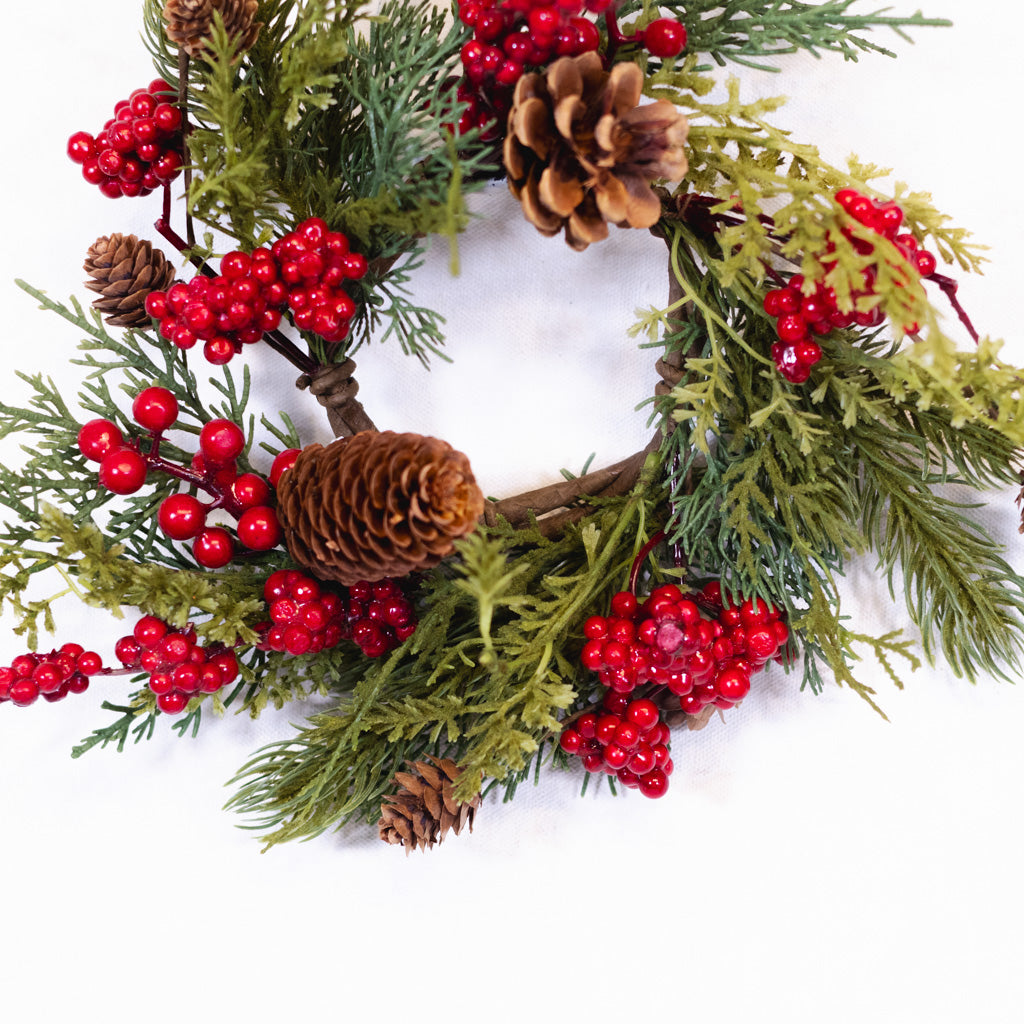 Candle Ring Mixed Cedar, Pine, Berry and Cone