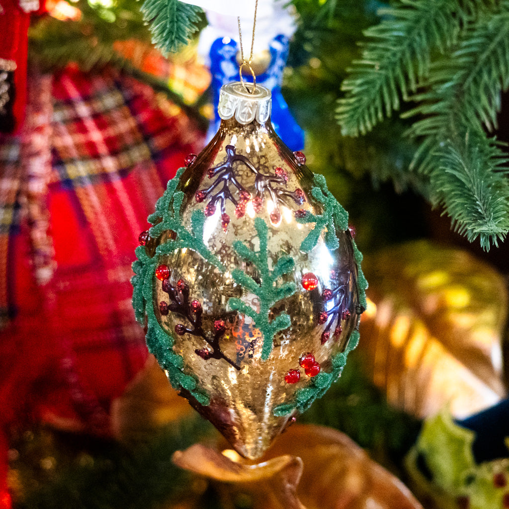 Holly Berry Teardrop Ornament