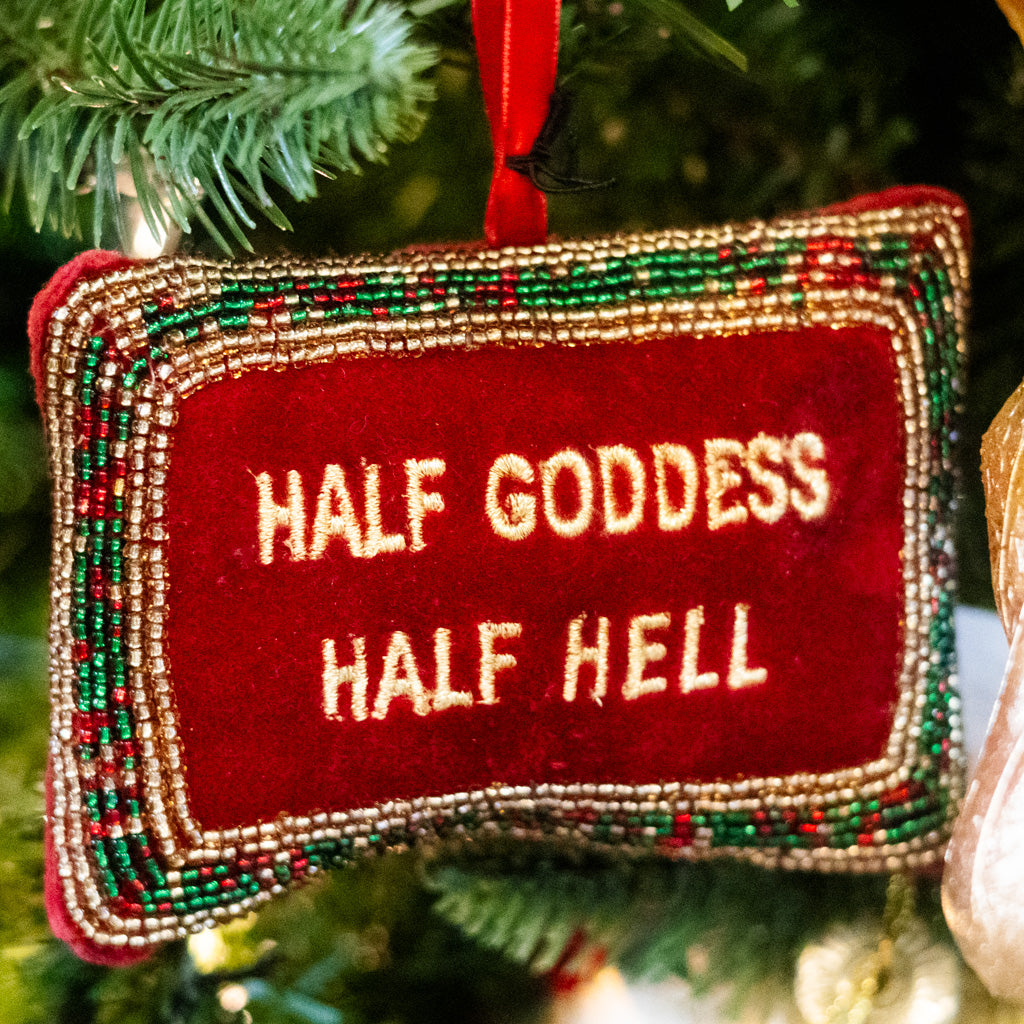 Cotton Velvet Pillow "Half Goodness Half"