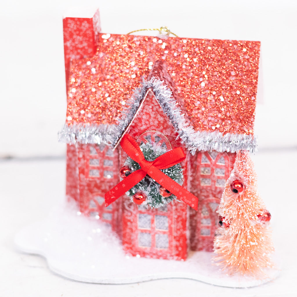 LED Battery Timer Holiday Lane Red House Ornament